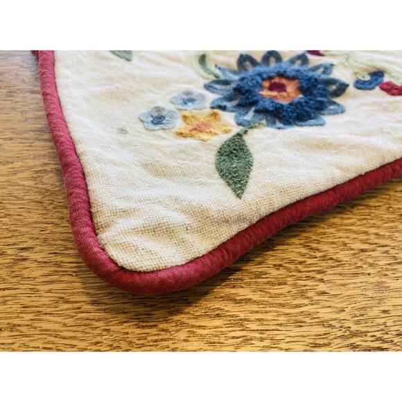 Pier 1 Embroidered Pillow Shams Floral Red Gold Blue Cover Mini Small 13" India - Picture 5 of 11